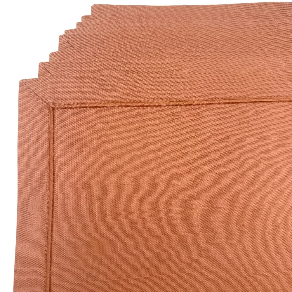 Set of 8 Terracotta Linen Placemats Structured Mitered Table Mats 17